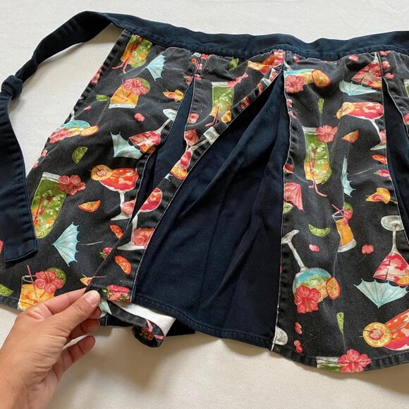Denim Retro Party Hostess Cocktail Drink Apron Pleated Vintage Clothing - Picture 4 of 6